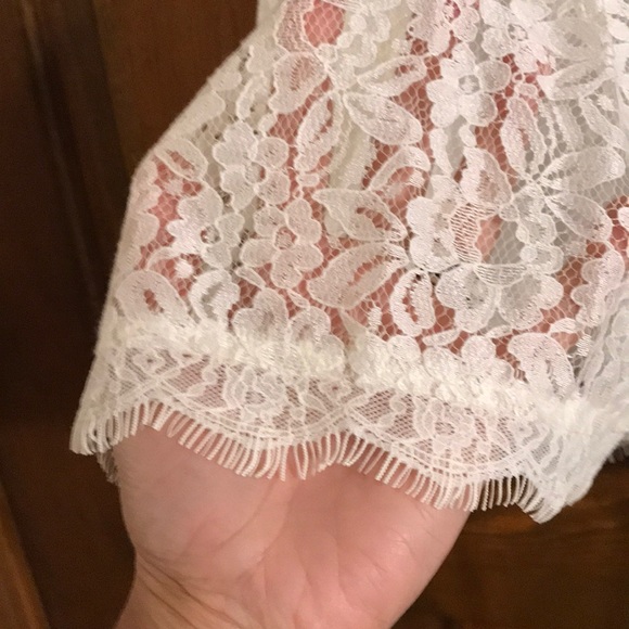 Lace top Cross front lace sheer blouse w/ cami - like new - Picture 6 of 9